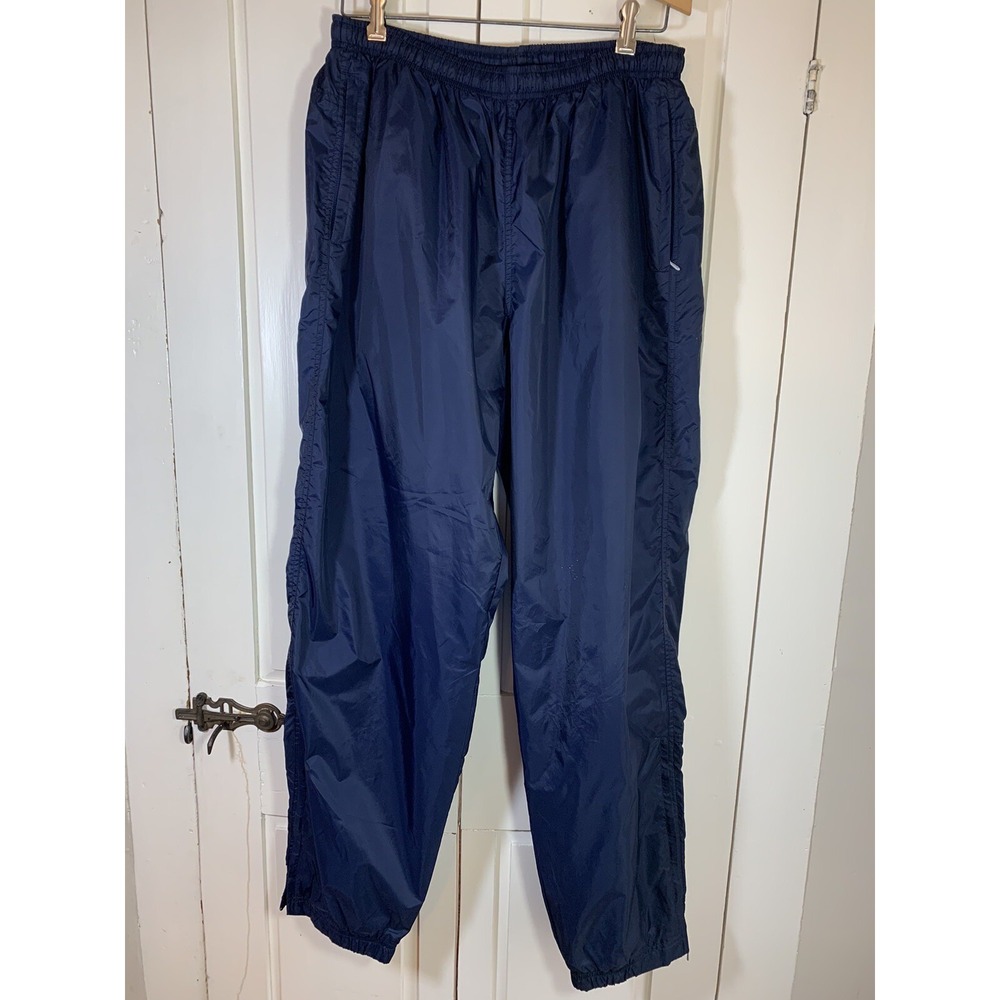 Vtg Nike Pants Mens XL Blue Ankle Zip Windbreaker Lined Warmup Workout Y2K READ